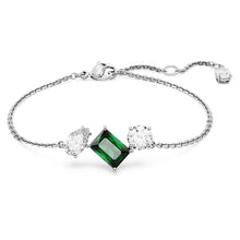 Load image into Gallery viewer, Mesmera bracelet Mixed cuts, Green, Rhodium plated