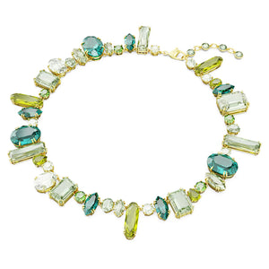 Gema necklace Mixed cuts, Green, Gold-tone plated