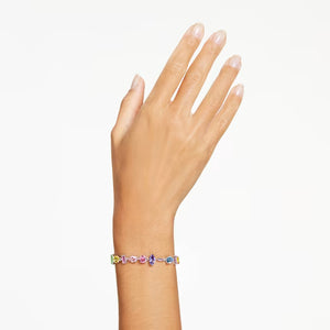 Gema bracelet Mixed cuts, Multicolored, Rhodium plated