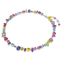 Load image into Gallery viewer, Gema necklace Mixed cuts, Multicolored, Rhodium plated