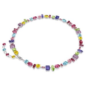 Gema necklace Mixed cuts, Multicolored, Rhodium plated