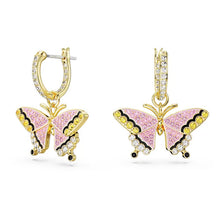 Load image into Gallery viewer, Idyllia drop earrings Butterfly, Multicolored, Gold-tone plated