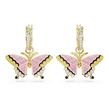 Load image into Gallery viewer, Idyllia drop earrings Butterfly, Multicolored, Gold-tone plated