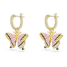 Load image into Gallery viewer, Idyllia drop earrings Butterfly, Multicolored, Gold-tone plated