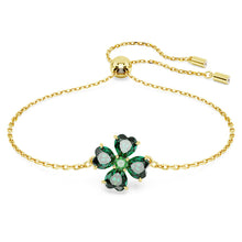 Load image into Gallery viewer, Idyllia bracelet Mixed cuts, Clover, Green, Gold-tone plated