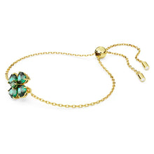 Load image into Gallery viewer, Idyllia bracelet Mixed cuts, Clover, Green, Gold-tone plated