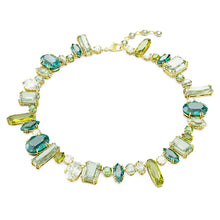 Load image into Gallery viewer, Gema necklace Mixed cuts, Green, Gold-tone plated