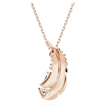 Load image into Gallery viewer, Nice pendant Feather, White, Rose gold-tone plated