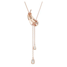 Load image into Gallery viewer, Nice Y pendant Feather, White, Rose gold-tone plated