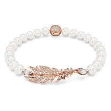 Load image into Gallery viewer, Nice bracelet Feather, White, Rose gold-tone plated