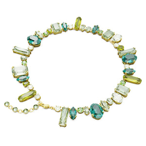 Gema necklace Mixed cuts, Green, Gold-tone plated