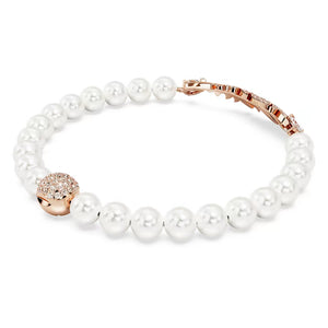 Nice bracelet Feather, White, Rose gold-tone plated