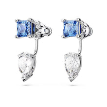 Load image into Gallery viewer, Mesmera earring jackets Mixed cuts, Detachable, Blue, Rhodium plated