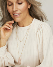 Load image into Gallery viewer, Faceted Reid Gold Long Pendant Necklace in Rose Quartz