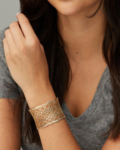 Candice Gold Cuff Bracelet in Silver Filigree Mix