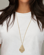 Load image into Gallery viewer, Aiden Gold Long Pendant Necklace in Rose Gold Filigree Mix