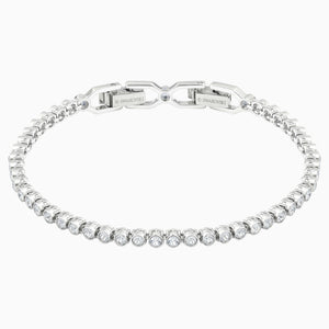 EMILY BRACELET, WHITE, RHODIUM PLATED