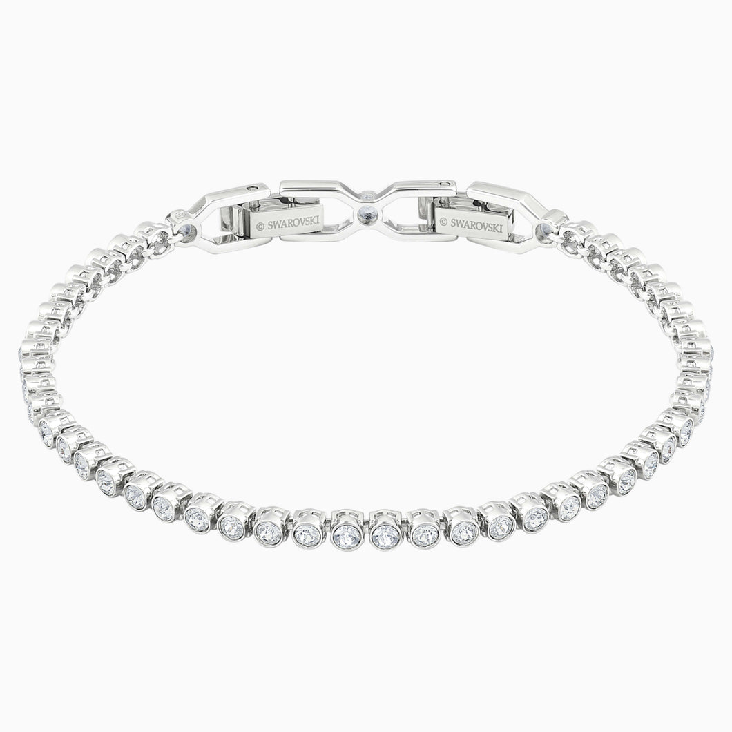 EMILY BRACELET, WHITE, RHODIUM PLATED