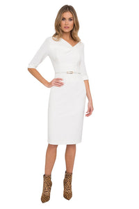 Black Halo 3/4 Sleeve Jackie O Dress - White