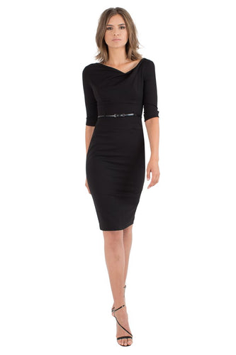 Black Halo 3/4 Sleeve Jackie O Dress - Black