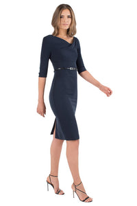 Black Halo 3/4 Sleeve Jackie O Dress - Eclipse