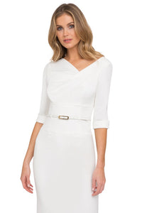 Black Halo 3/4 Sleeve Jackie O Dress - White