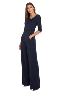 Black Halo 3/4 Sleeve Jackie O Jumpsuit  - Eclipse