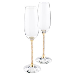 Crystalline Toasting Flutes , Gold Tone (Set of 2)