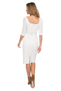 Black Halo 3/4 Sleeve Jackie O Dress - White