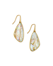 Load image into Gallery viewer, Mckenna Vintage Gold Small Drop Earrings in White Abalone