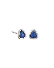 Load image into Gallery viewer, Ivy Vintage Silver Stud Earrings in Navy Wood