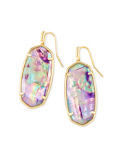 Load image into Gallery viewer, Faceted Elle Gold Drop Earrings in Lilac Abalone