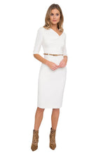 Load image into Gallery viewer, Black Halo 3/4 Sleeve Jackie O Dress - White