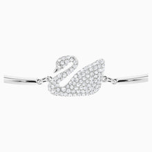 Load image into Gallery viewer, SWAN BANGLE, WHITE, RHODIUM PLATED