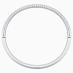 STONE BANGLE, WHITE, RHODIUM PLATED