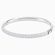 Load image into Gallery viewer, STONE BANGLE, WHITE, RHODIUM PLATED