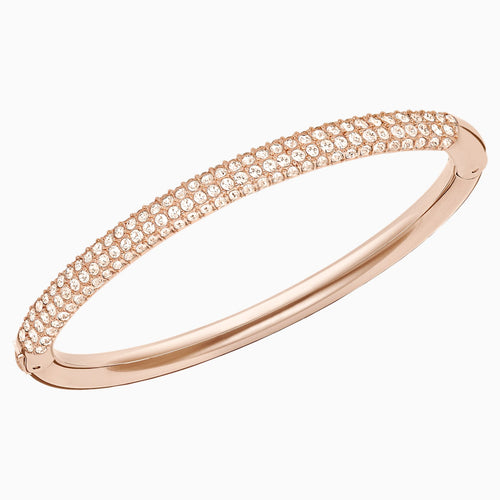 STONE BANGLE, WHITE, ROSE-GOLD TONE PLATED