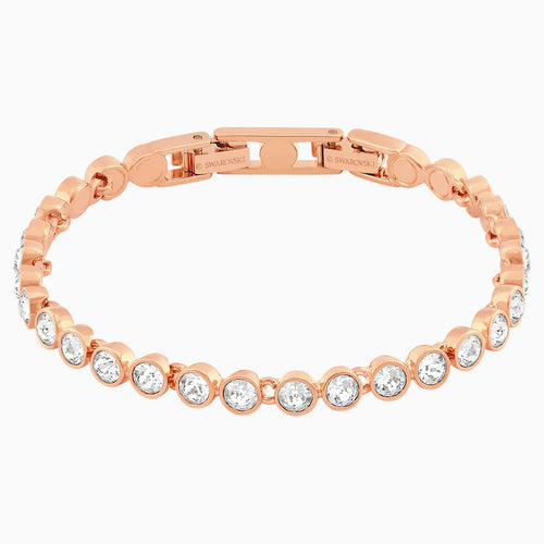 TENNIS BRACELET, WHITE, ROSE-GOLD TONE PLATED