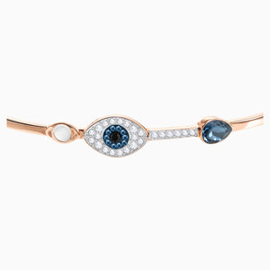 SWAROVSKI SYMBOLIC EVIL EYE BANGLE, BLUE, MIXED METAL FINISH