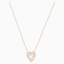 Load image into Gallery viewer, Swarovski Sparkling Dance Heart Necklace, White, Rose-gold tone plated