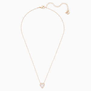 Swarovski Sparkling Dance Heart Necklace, White, Rose-gold tone plated