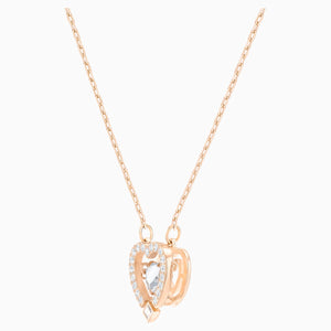 Swarovski Sparkling Dance Heart Necklace, White, Rose-gold tone plated