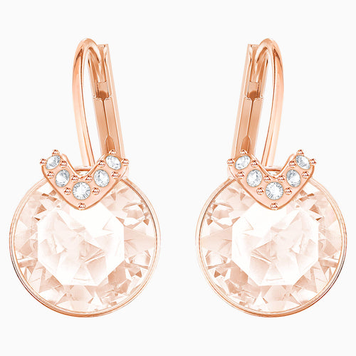 BELLA V PIERCED EARRINGS, PINK, ROSE-GOLD TONE PLATED