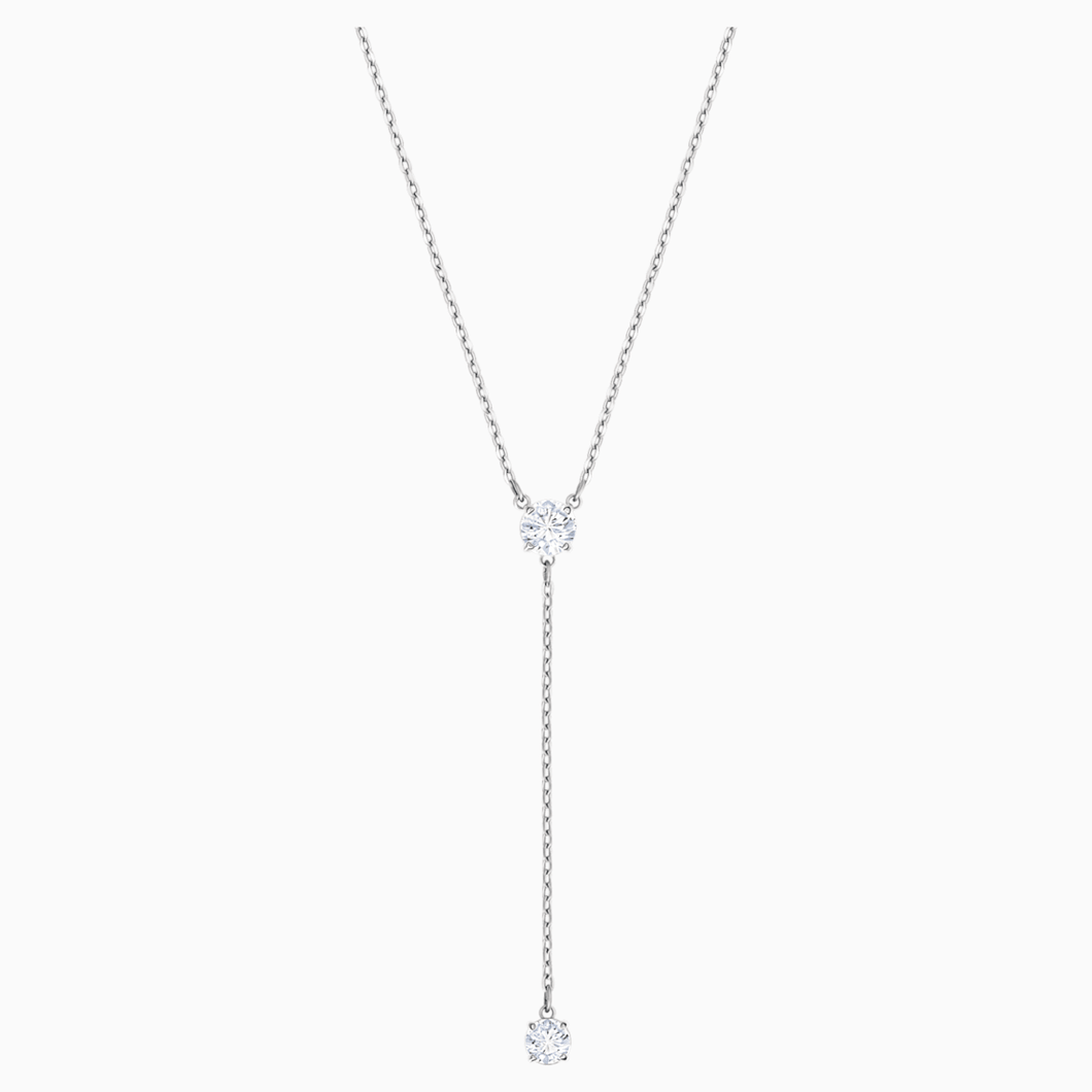 ATTRACT Y NECKLACE, WHITE, RHODIUM PLATED