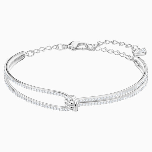 LIFELONG BANGLE, WHITE, RHODIUM PLATED