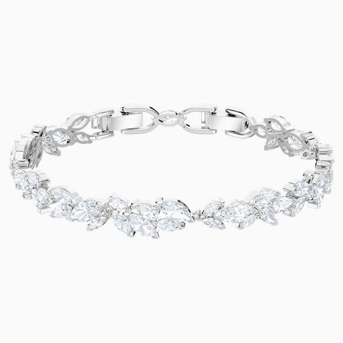 LOUISON BRACELET, WHITE, RHODIUM PLATED