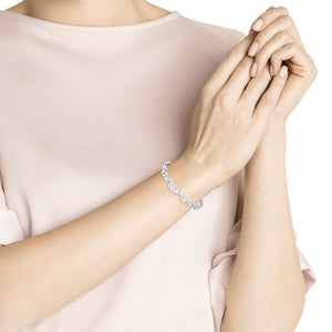 LOUISON BRACELET, WHITE, RHODIUM PLATED