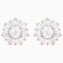 Load image into Gallery viewer, SUNSHINE PIERCED EARRINGS, WHITE, ROSE-GOLD TONE PLATED