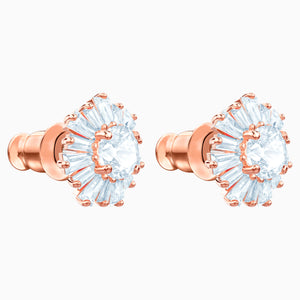 SUNSHINE PIERCED EARRINGS, WHITE, ROSE-GOLD TONE PLATED