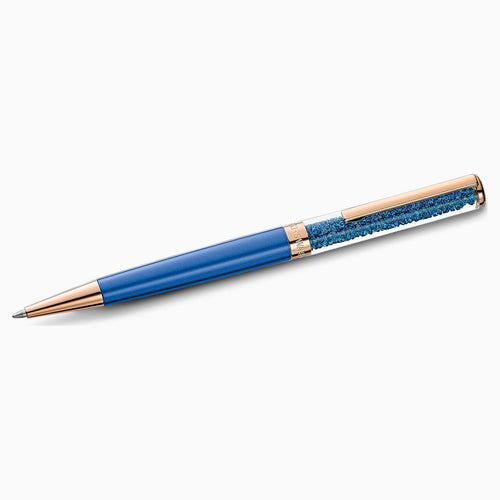 CRYSTALLINE BALLPOINT PEN, BLUE, ROSE-GOLD TONE PLATED